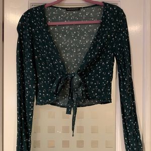 Long sleeve Brandy Melville front tie blouse